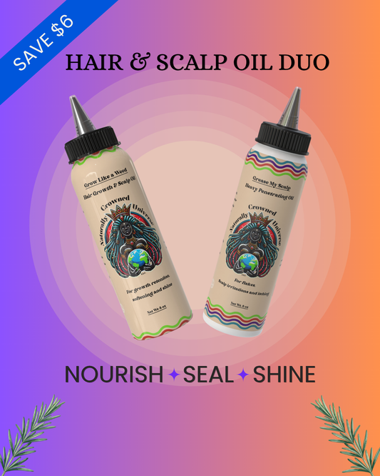 Grow Like a Weed and Grease My Scalp Hair and Scalp oil duo with two current- label 8 oz bottles