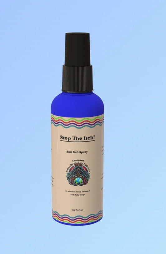 Stop the Itch refreshing scalp spray with current Naturally Crowned Universe label, 4 oz